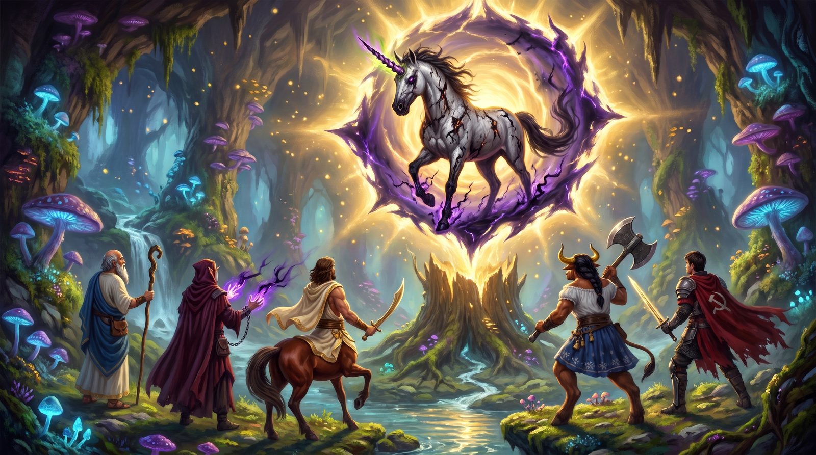 Um Unicórnio Corrompido Surge do Portal Celestial