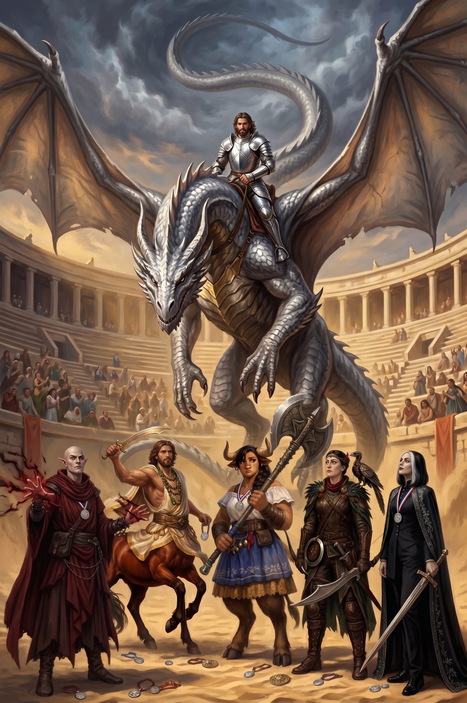 O Rei Acastus Desce em um Dragão de Prata