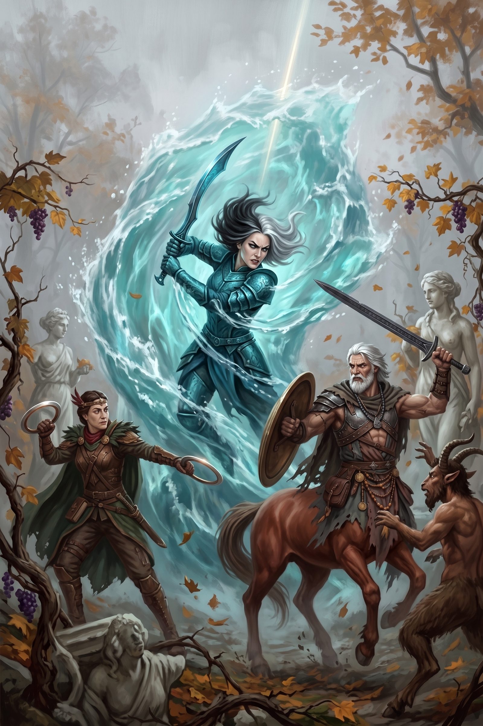 Myrina agarrada dentro do elemental da água